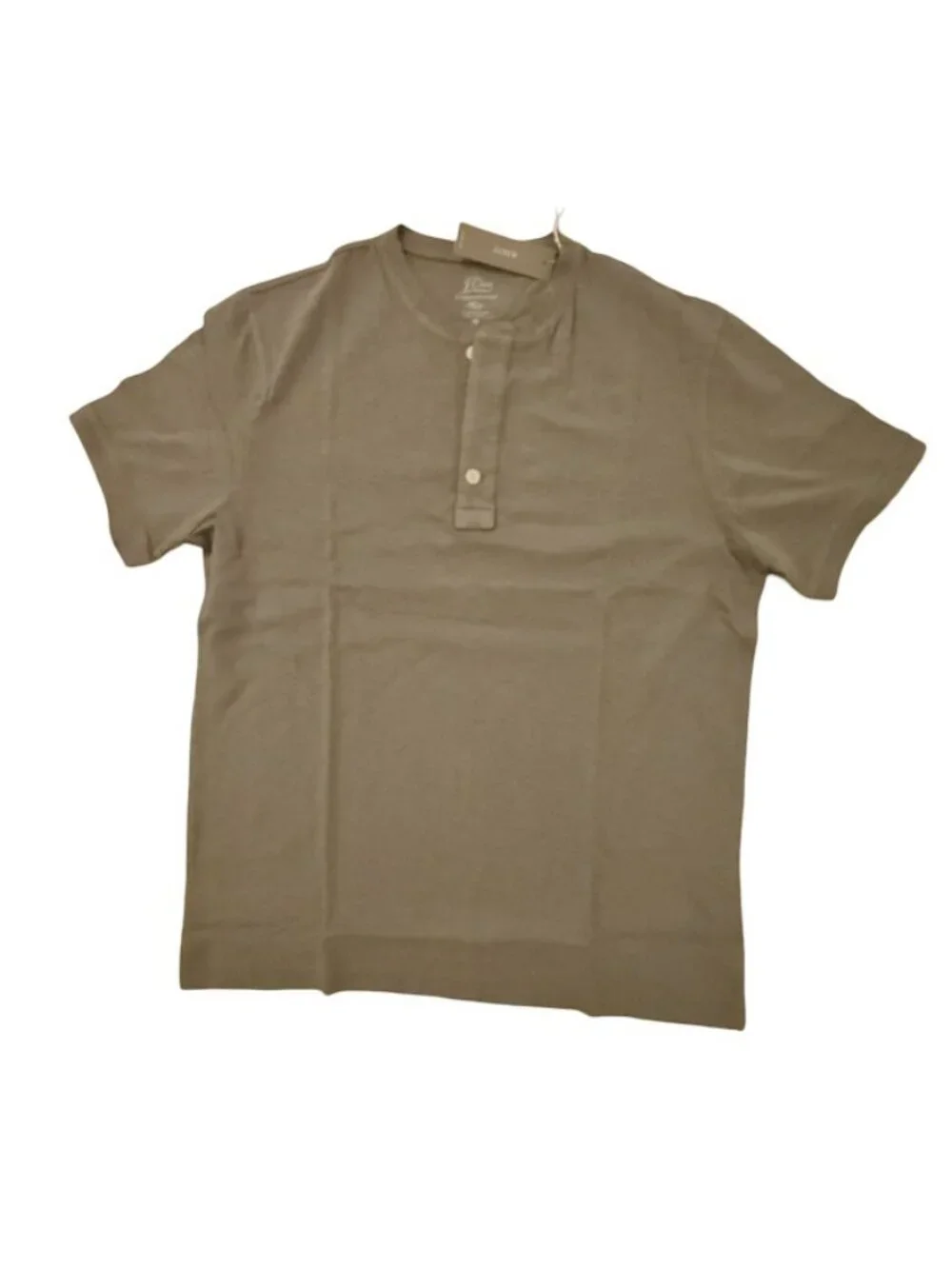 J. Crew Men's Garment Dyed Green Medium Short Sleeve Henley Shirt 100 Cotton New